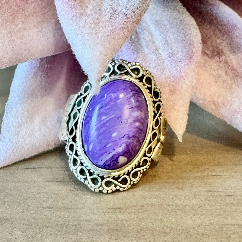 Charoite Infinity Shield Ring - image 1